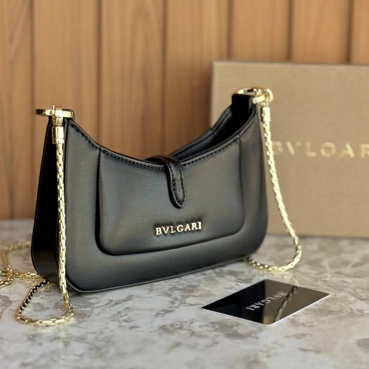 Bvlgari Serpenti Black Bag with Gold Chain Strap