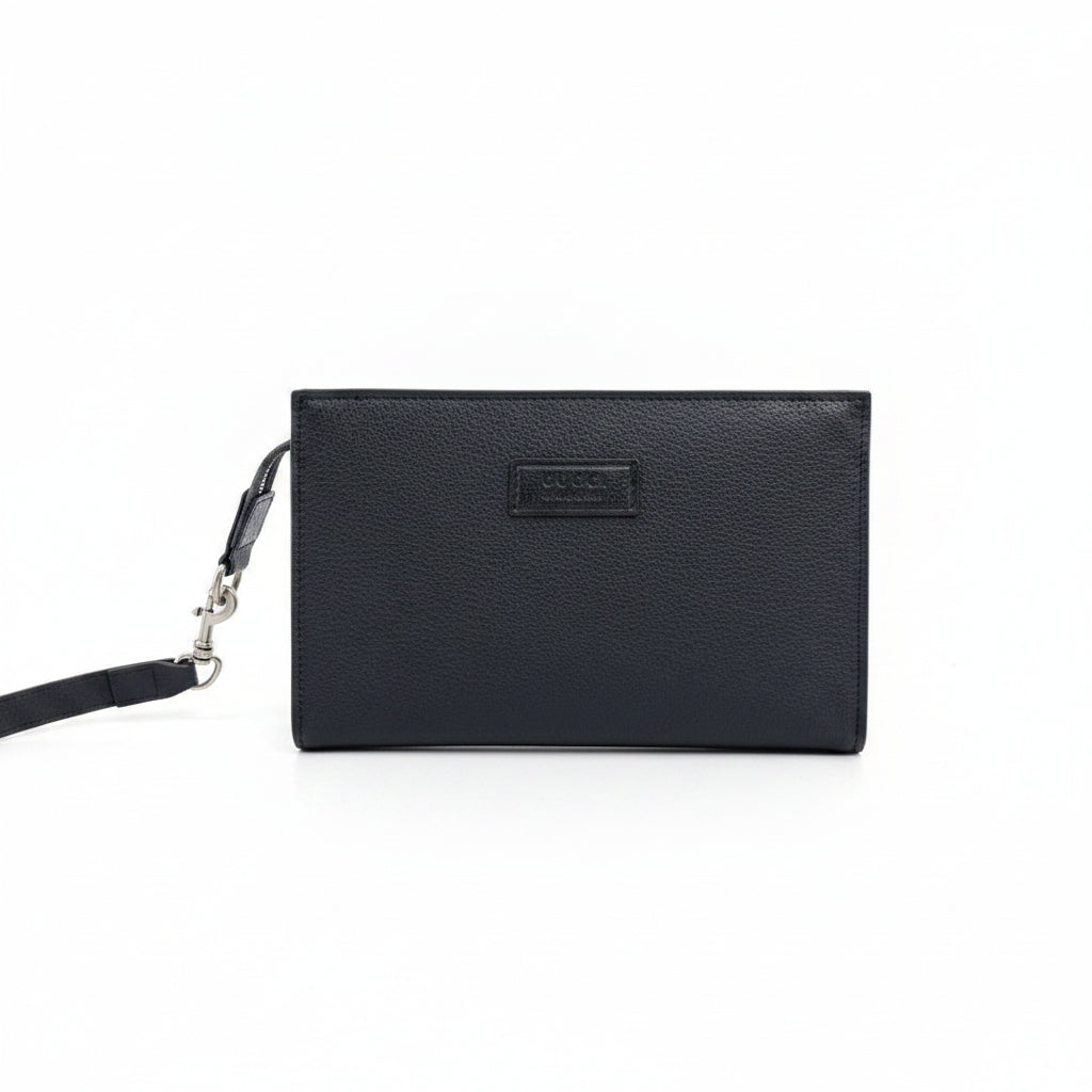 Gucci Monogram Black Clutch with Detachable Strap