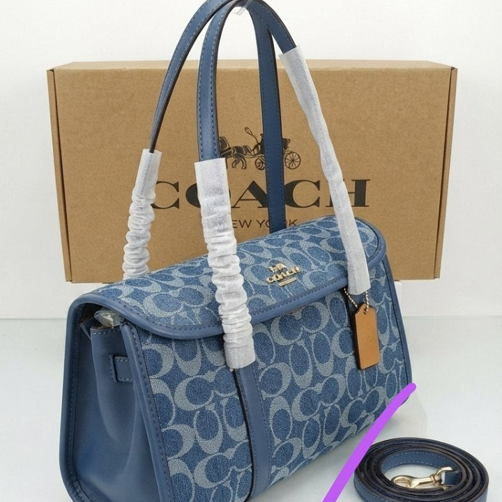 Coach Signature Denim Barrel Bag in Blue