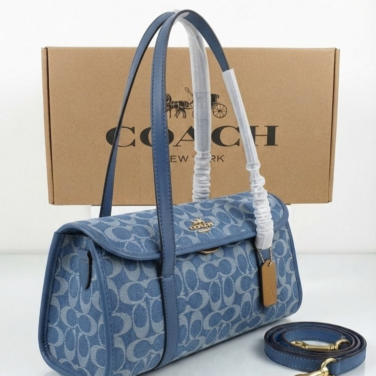 Coach Signature Denim Barrel Bag in Blue