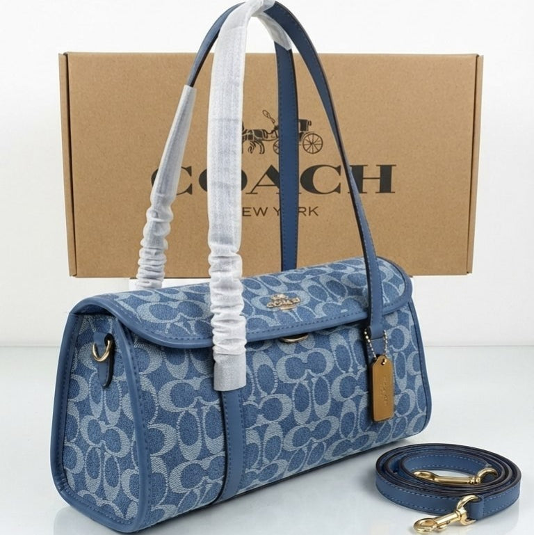 Coach Signature Denim Barrel Bag in Blue