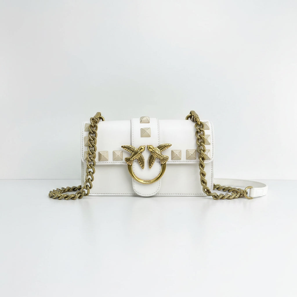 PINKO Studded Shoulder Bag with Signature Bird Logo