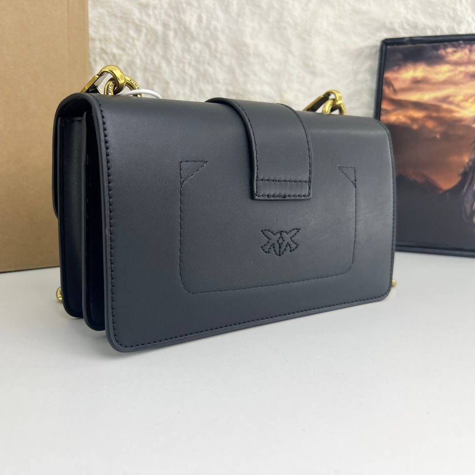PINKO Studded Shoulder Bag with Signature Bird Logo