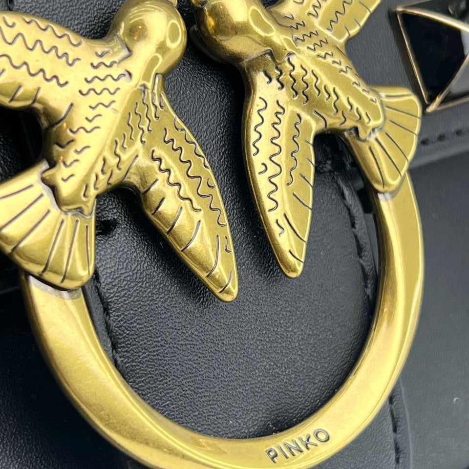 PINKO Studded Shoulder Bag with Signature Bird Logo