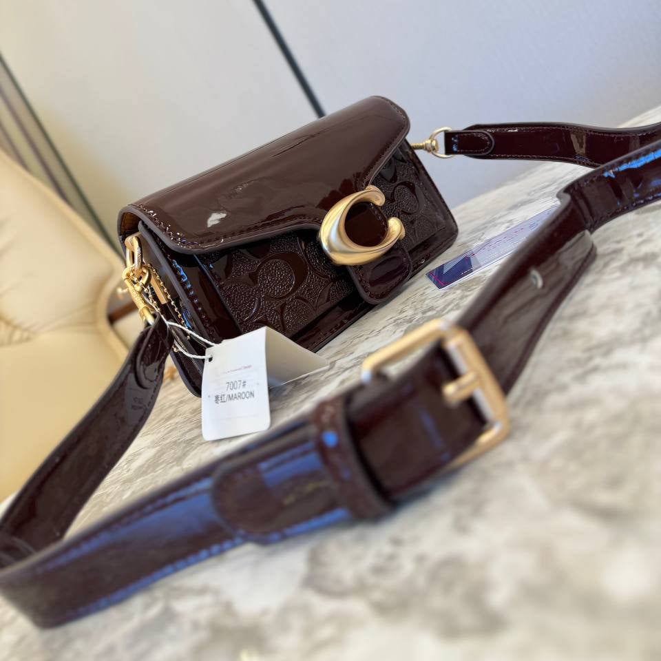 Coach Signature Patent Leather Bag with Gold Tone Hardware