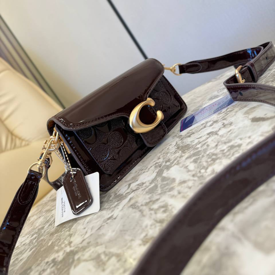Coach Signature Patent Leather Bag with Gold Tone Hardware