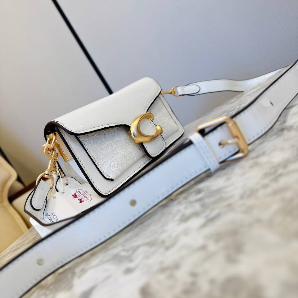 Coach Signature Patent Leather Bag with Gold Tone Hardware