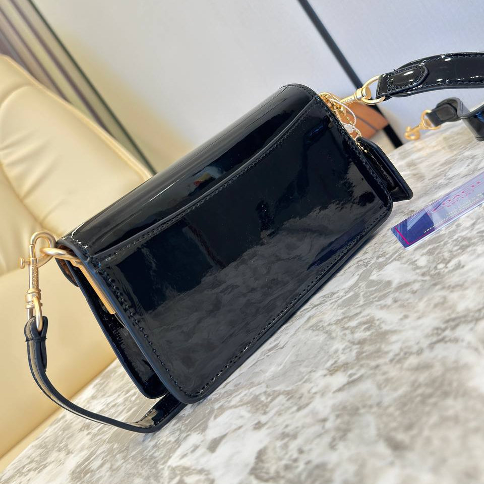 Coach Signature Patent Leather Bag with Gold Tone Hardware