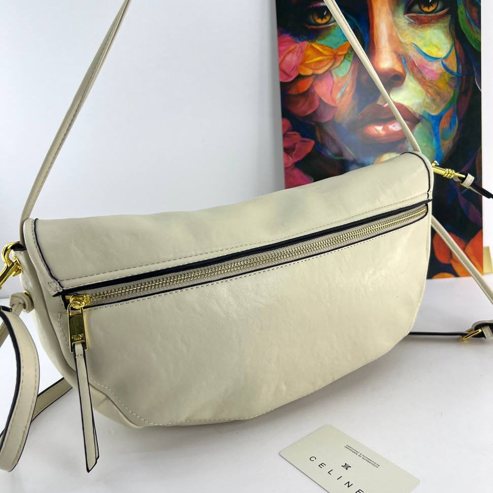 Celine Inspired Shoulder Bag with Gold-Tone Hardware