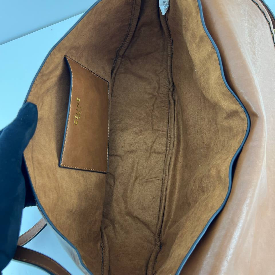 Celine Inspired Shoulder Bag with Gold-Tone Hardware