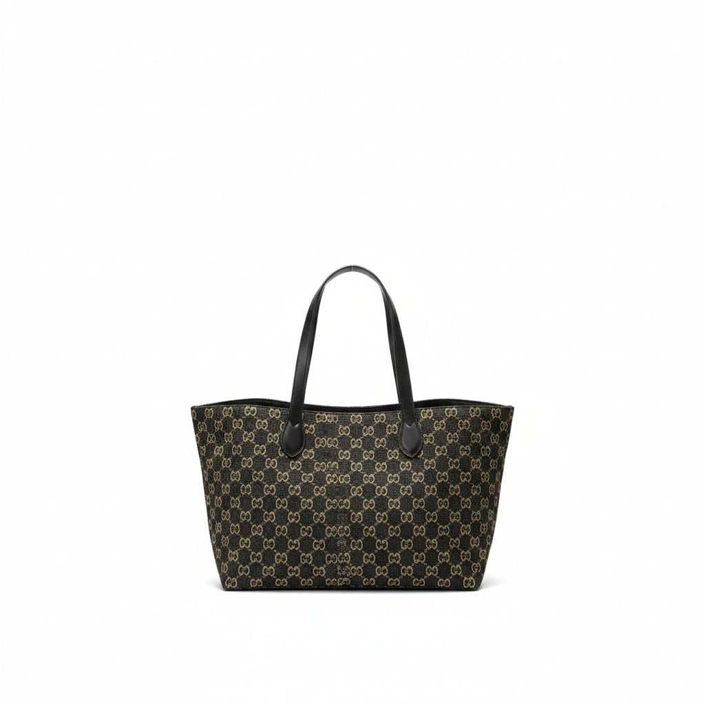 Gucci Monogram Tote Bag with Detachable Pouch and Shoulder Strap