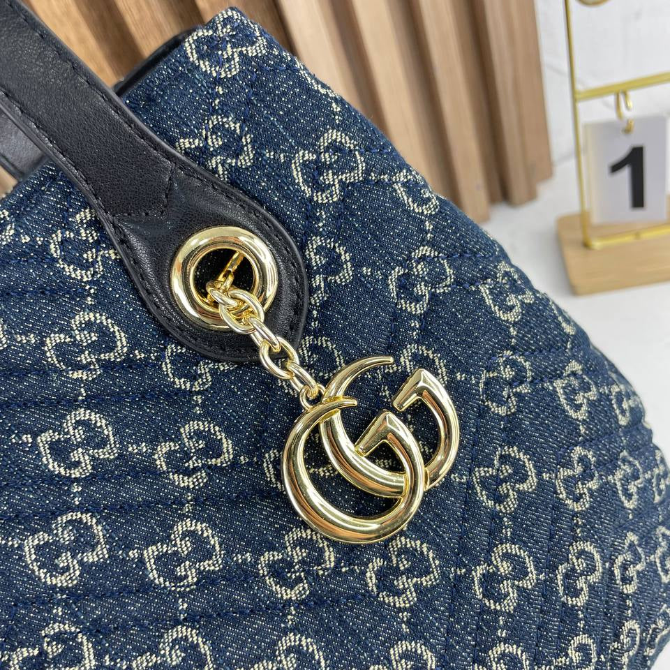 Gucci Monogram Tote Bag with Detachable Pouch and Shoulder Strap