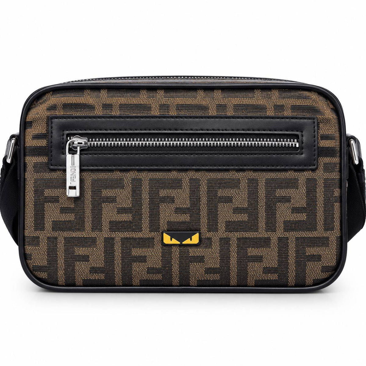 Fendi FF Logo Canvas Crossbody Bag with Bag Bugs Detail