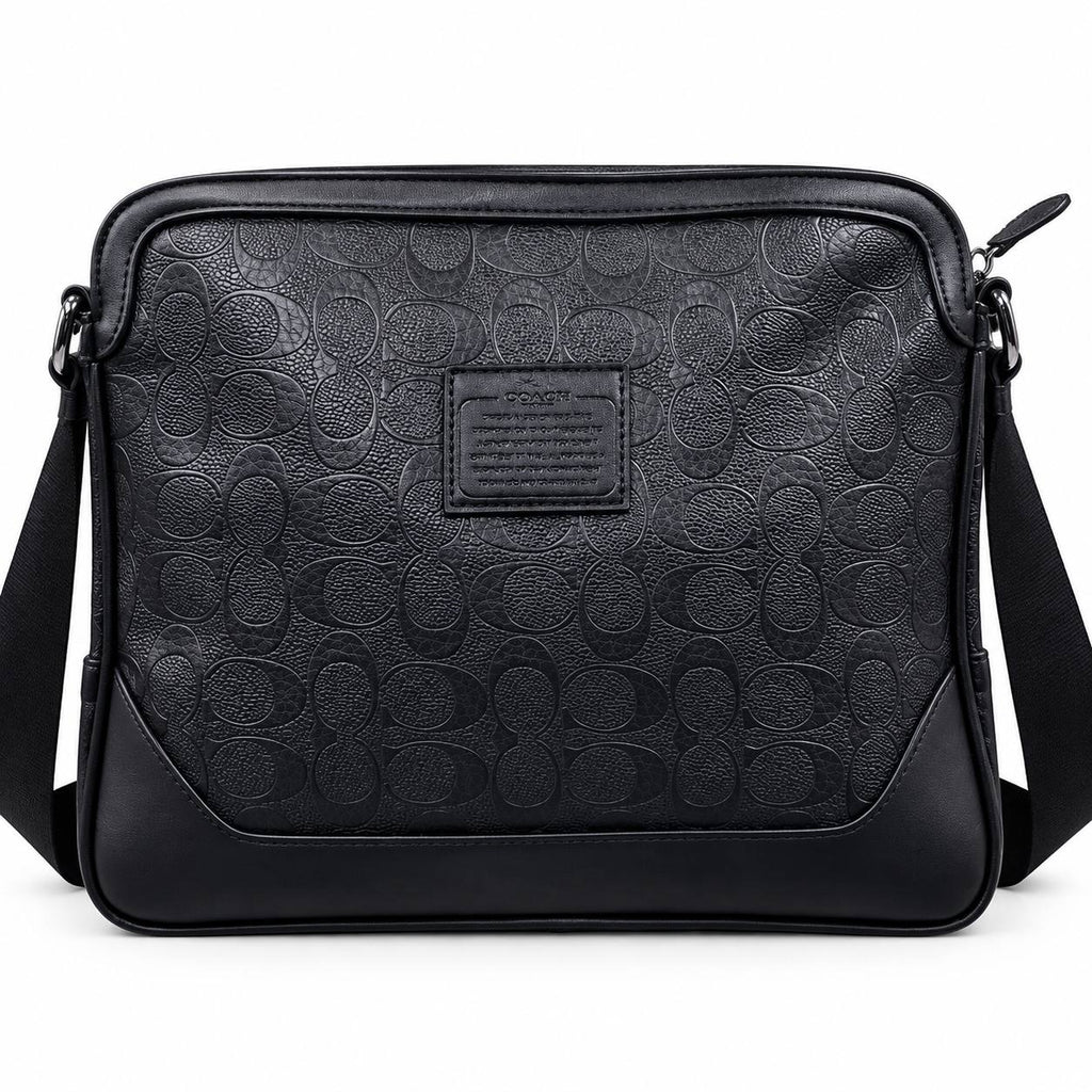 Coach Signature Embossed Leather Messenger Bag