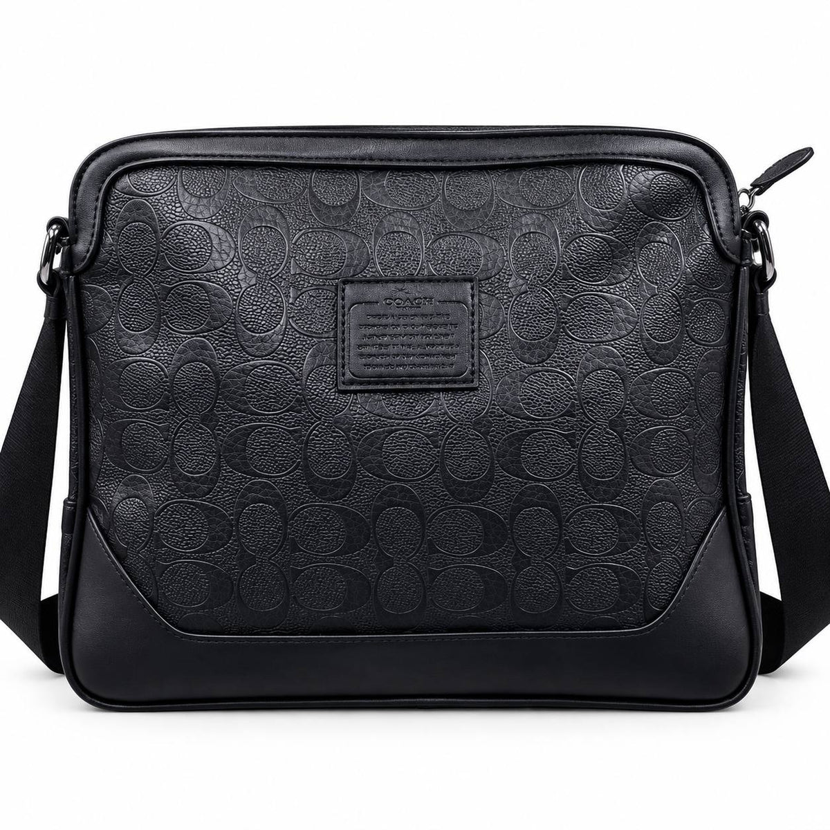 Coach Signature Embossed Leather Messenger Bag