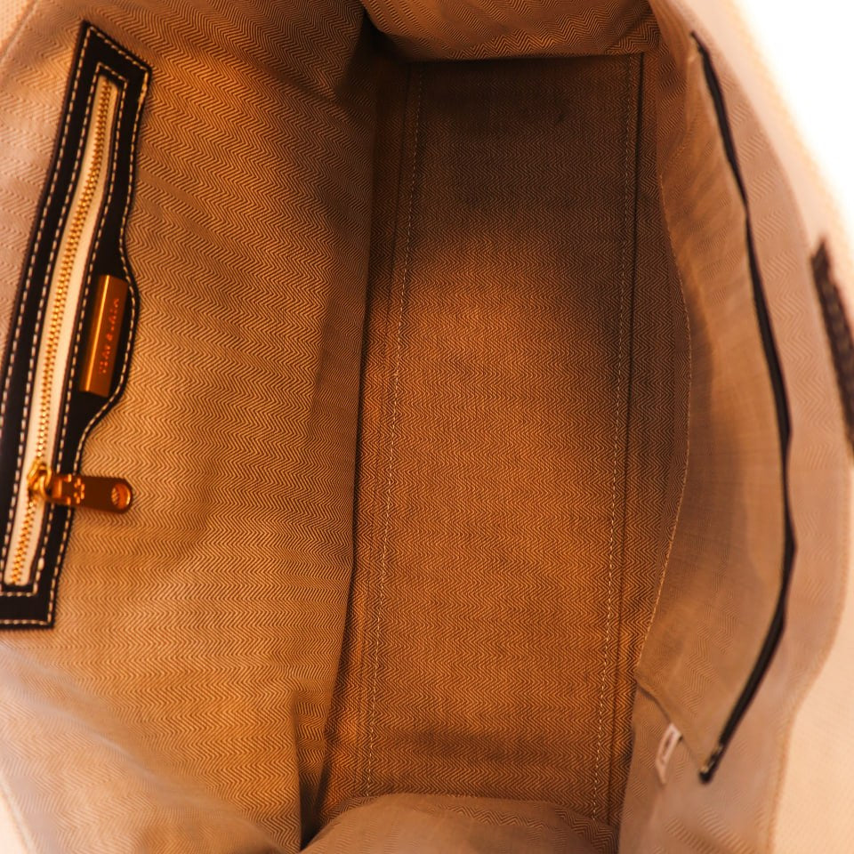 Tory Burch Beige Canvas and Leather Trim Tote
