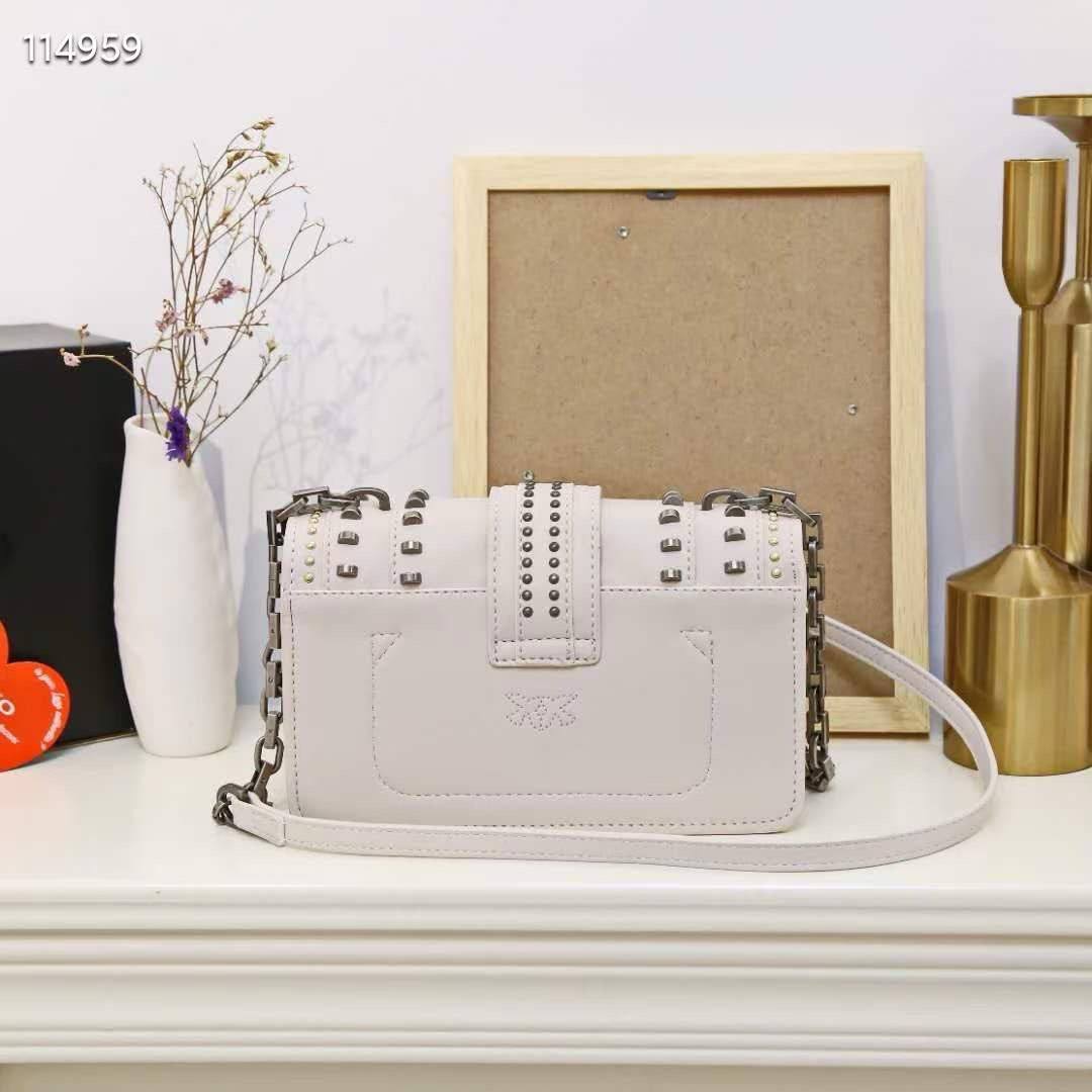 Pinko Studded Black Shoulder Bag with Signature Bird Hardware