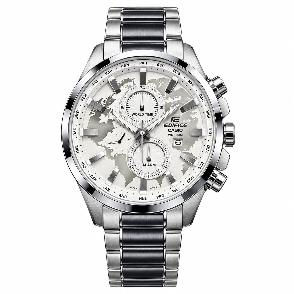 Casio Edifice World Time Stainless Steel Chronograph Watch