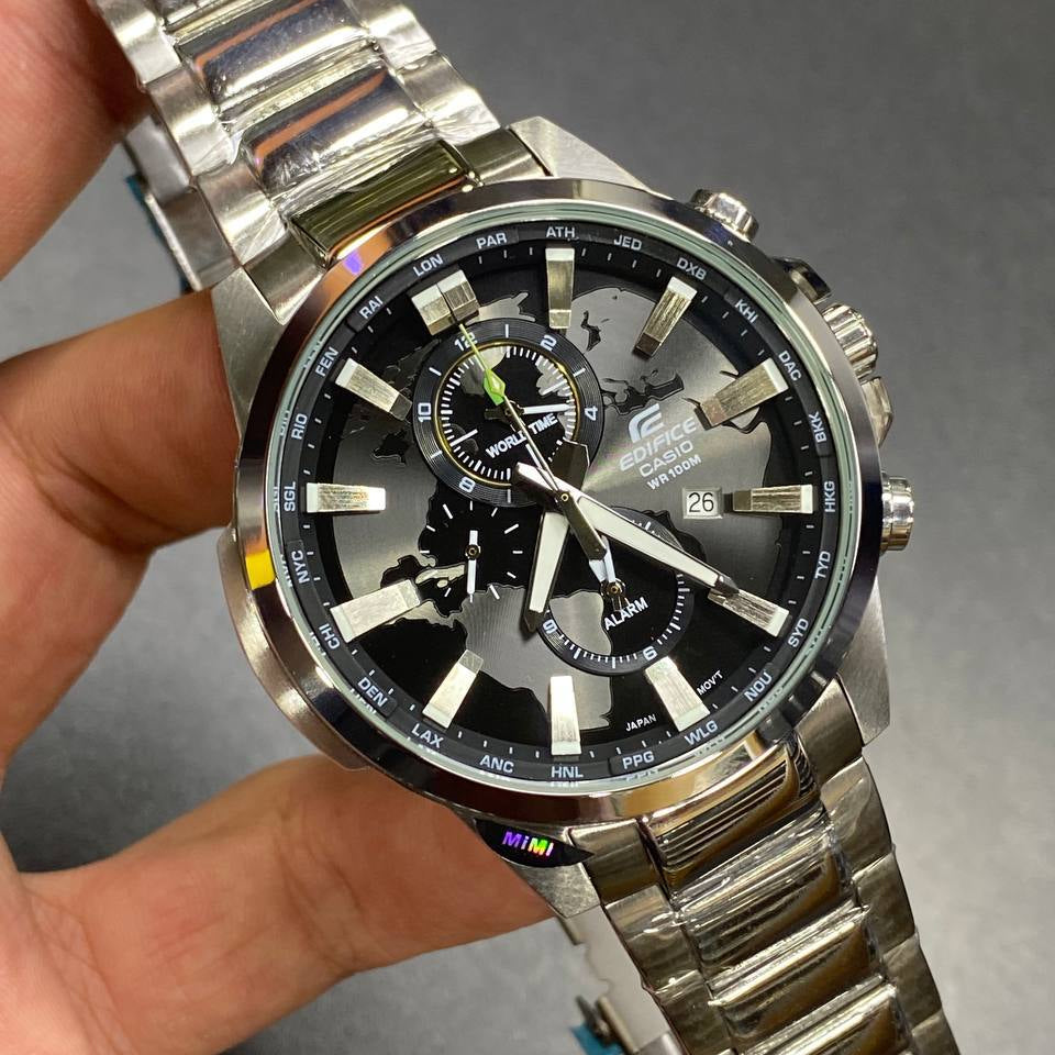 Casio Edifice World Time Stainless Steel Chronograph Watch