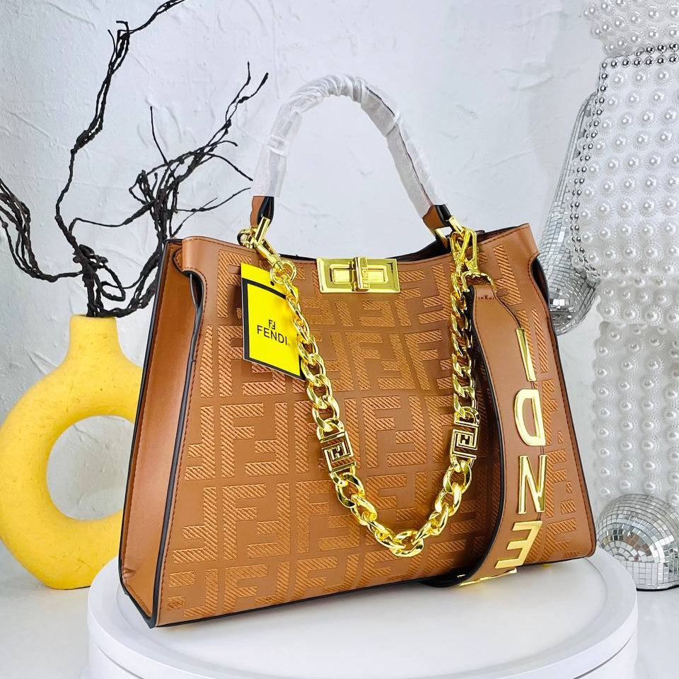 Multicolor Monogram Structured Handbag with Gold Chain Strap