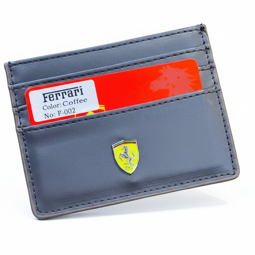 Ferrari Men's Coffee Leather Card Wallet ☕👨💳