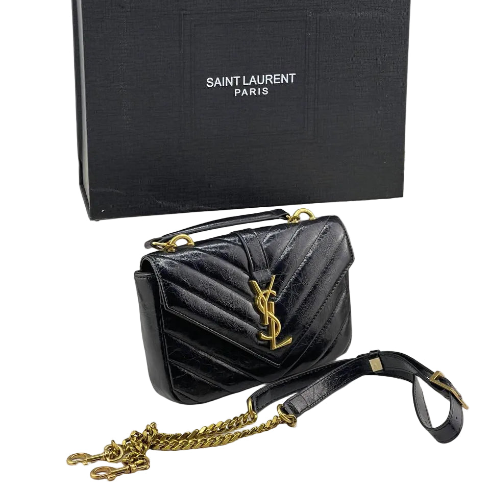 Saint Laurent Cassandra Top Handle Bag in Crinkled Leather 🖤✨👜