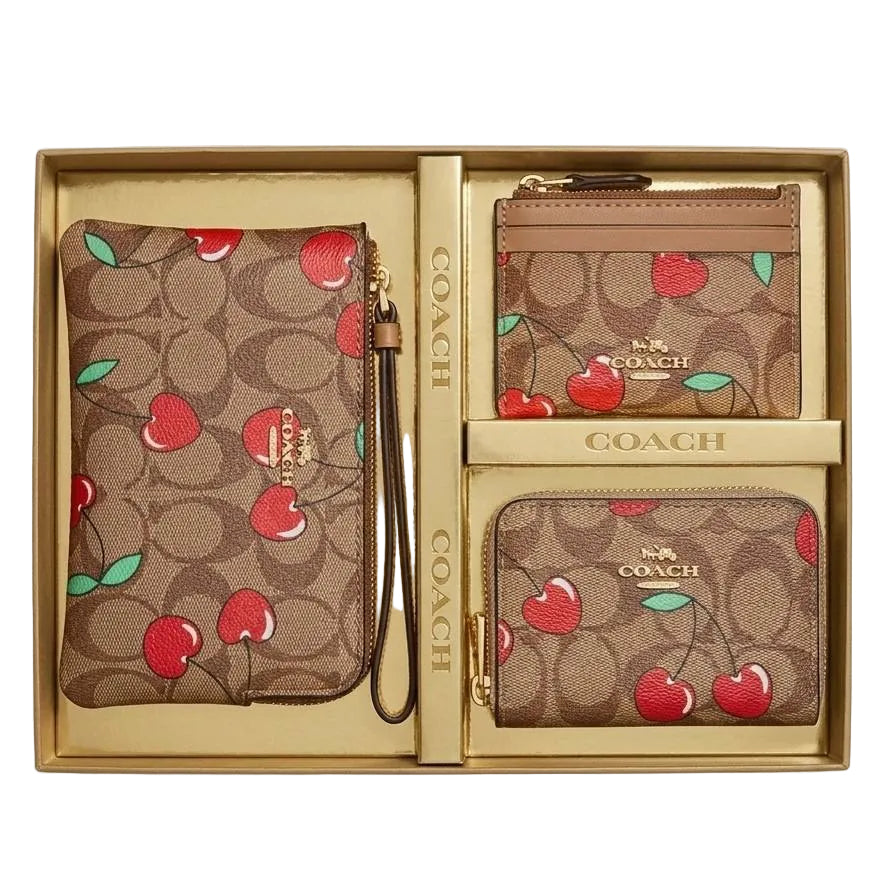 Coach Brown & Red 3-Piece Accessory Set 🤎❤️