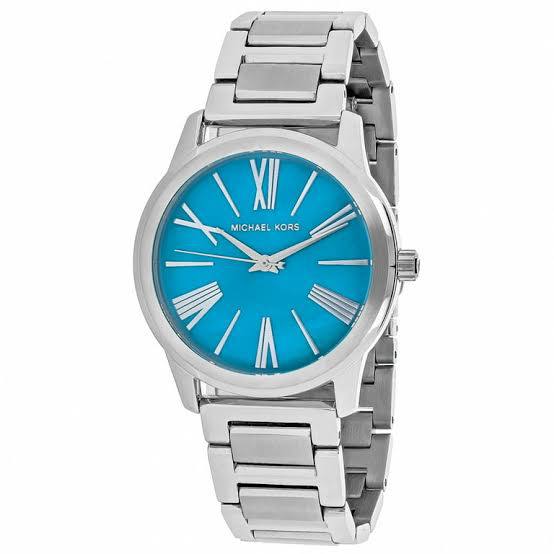 Michael Kors Silver-Tone Watch with Blue Face 💙⌚
