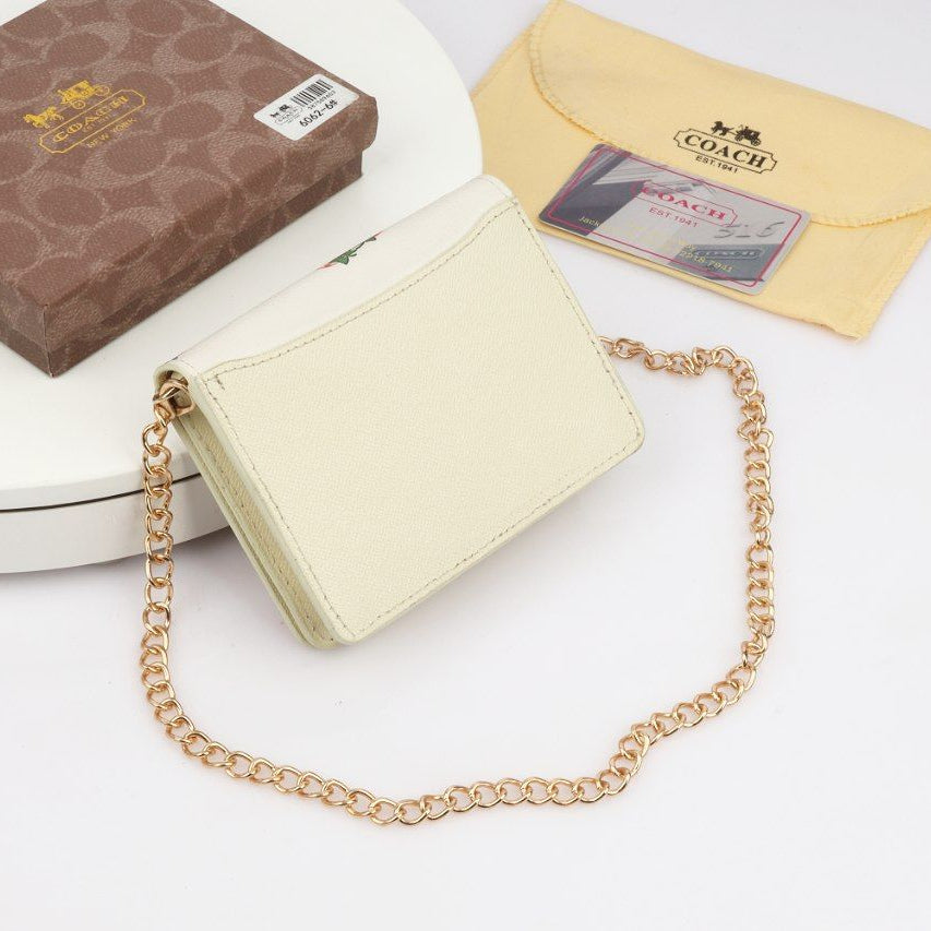 Coach Strawberry Print Chain Wallet in White and Pink 🍓👜