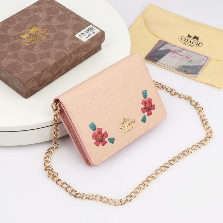 Coach Strawberry Print Chain Wallet in White and Pink 🍓👜