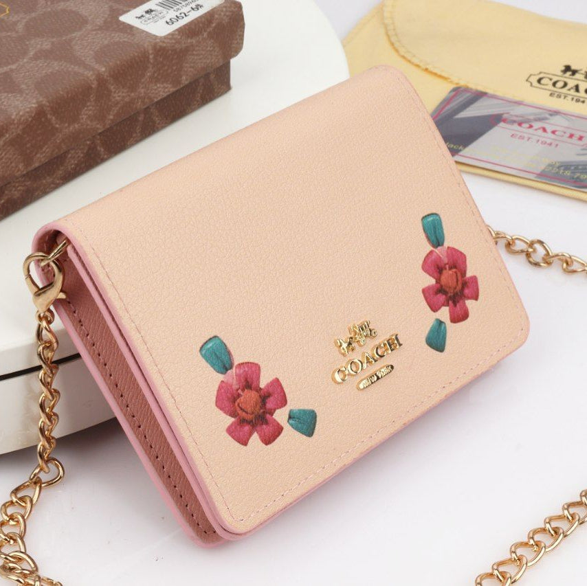 Coach Strawberry Print Chain Wallet in White and Pink 🍓👜