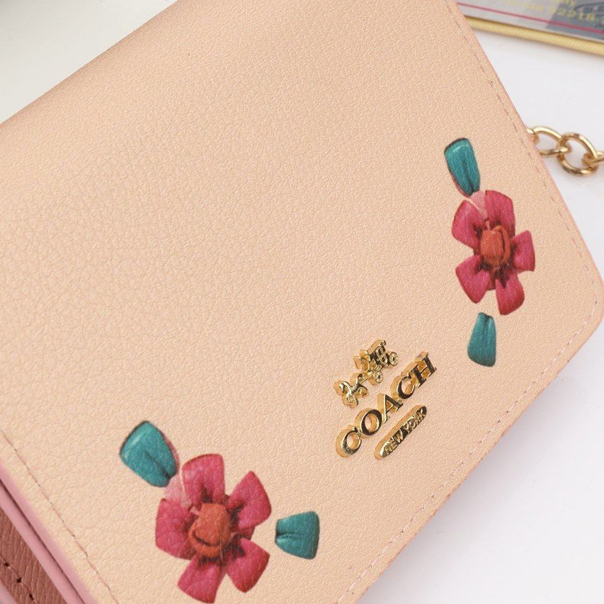Coach Strawberry Print Chain Wallet in White and Pink 🍓👜