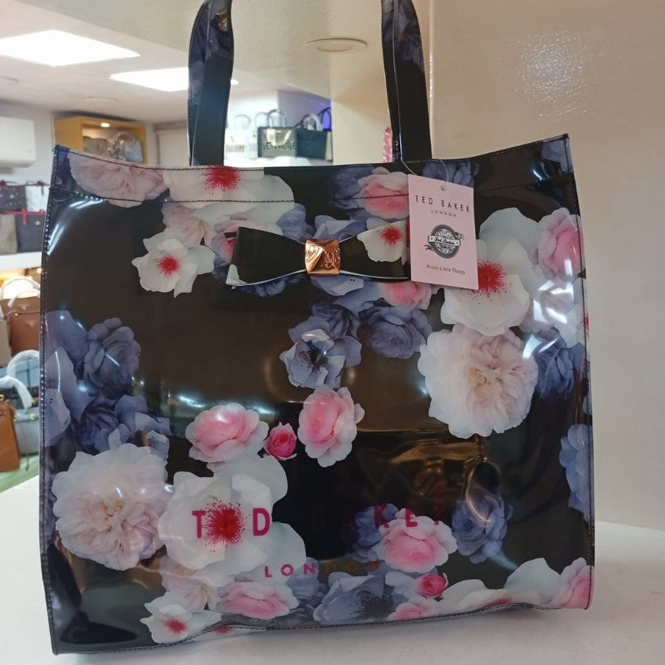 Ted Baker Floral Mirror Tote Bag in Black Silicone 🌸👜✨