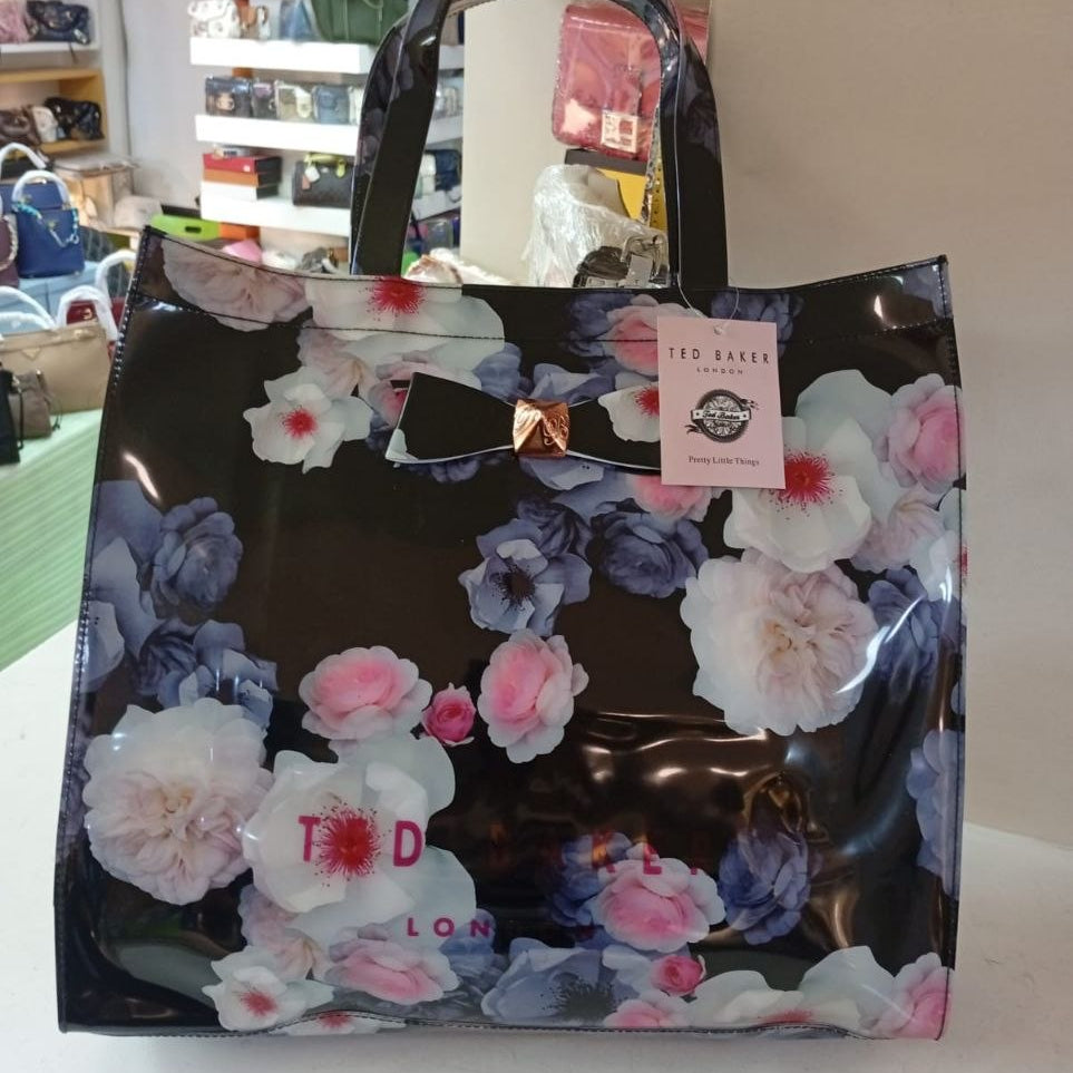 Ted Baker Floral Mirror Tote Bag in Black Silicone 🌸👜✨