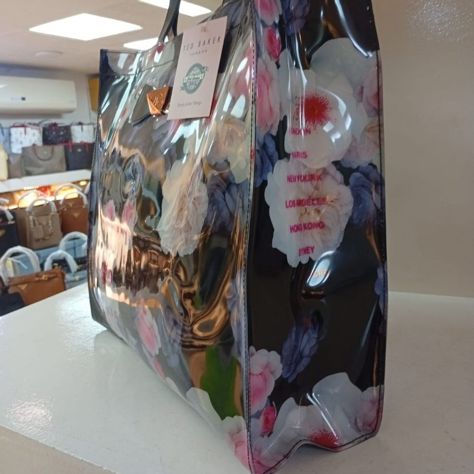 Ted Baker Floral Mirror Tote Bag in Black Silicone 🌸👜✨