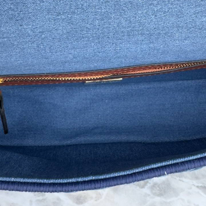 Fendi Denim Baguette Bag with Gold-Tone Hardware 👜✨
