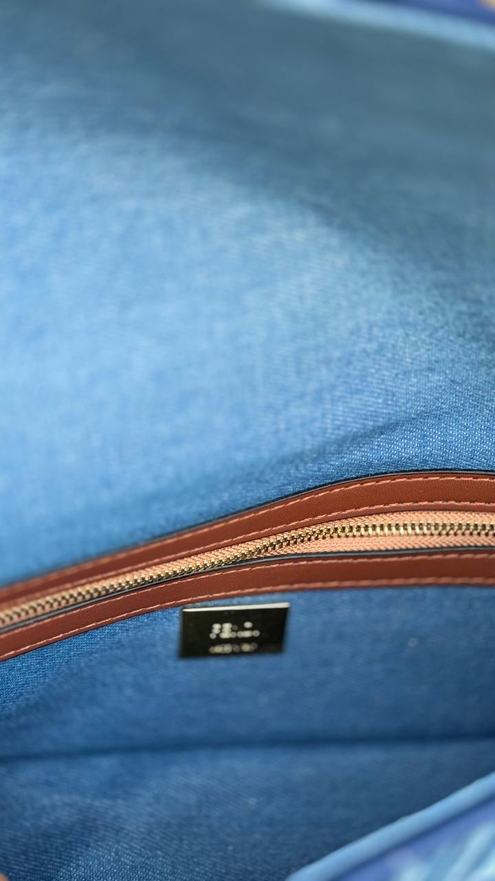 Fendi Denim Baguette Bag with Gold-Tone Hardware 👜✨