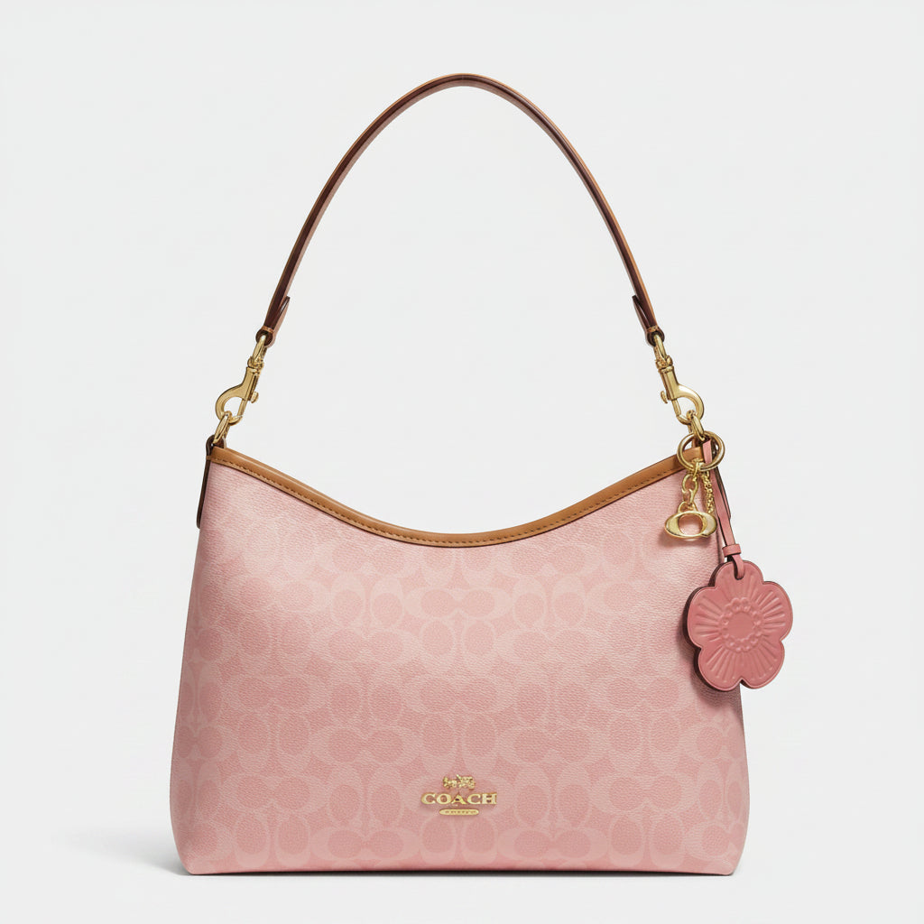 Coach Signature Pink Shoulder Bag with Gold Hardware 🌸👜
