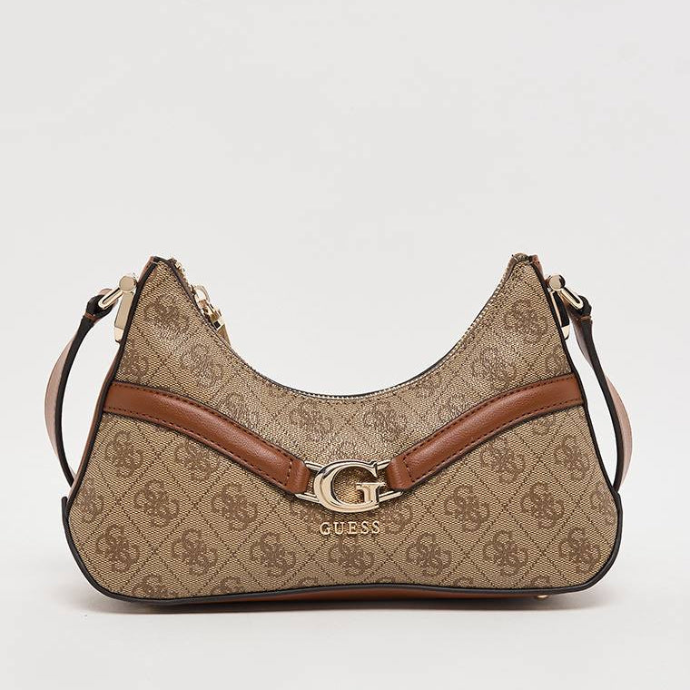 Guess Logo Print Shoulder Bag with Gold-Tone Hardware 👜✨