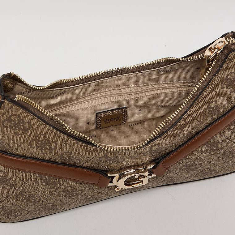 Guess Logo Print Shoulder Bag with Gold-Tone Hardware 👜✨