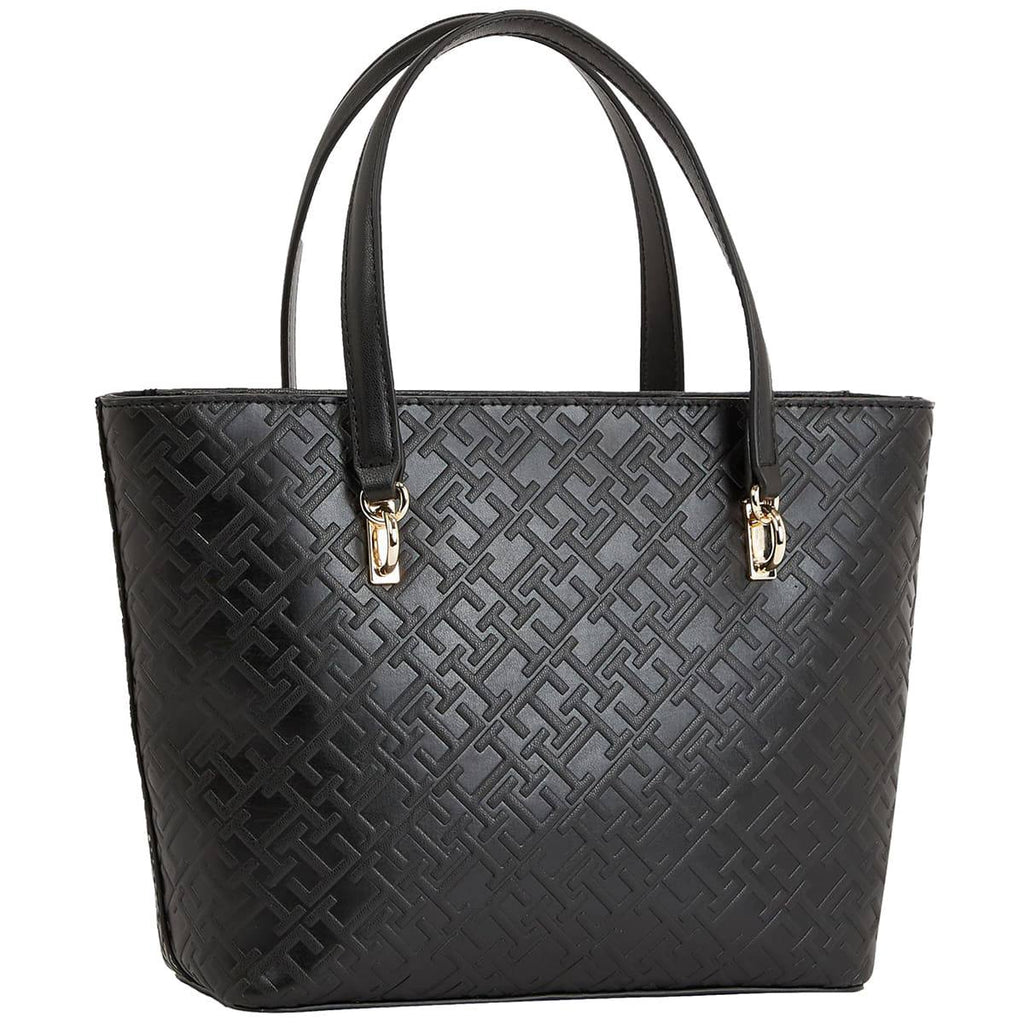 Tommy Hilfiger Black Monogram Tote with Gold-Tone Hardware 👜✨