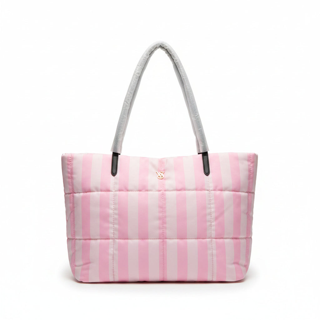 Victoria's Secret Quilted Striped Tote Bag in Pink 🎀👜