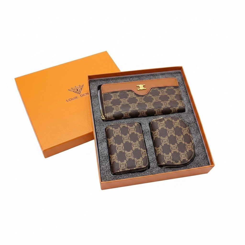 Louie Denn Monogram Wallet Set with Gold-Tone Detail 🤎✨