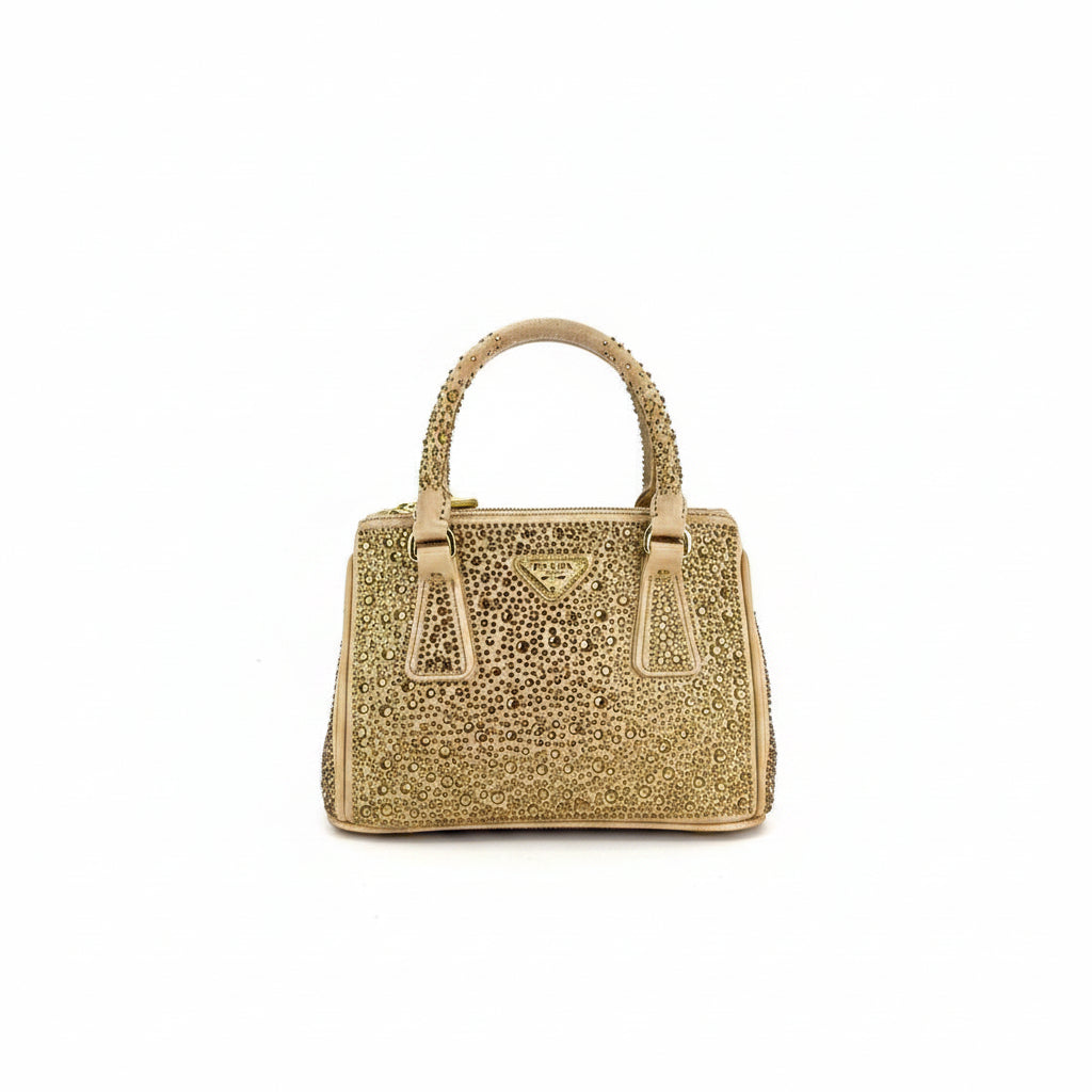 Prada Crystal Embellished Suede Handbag