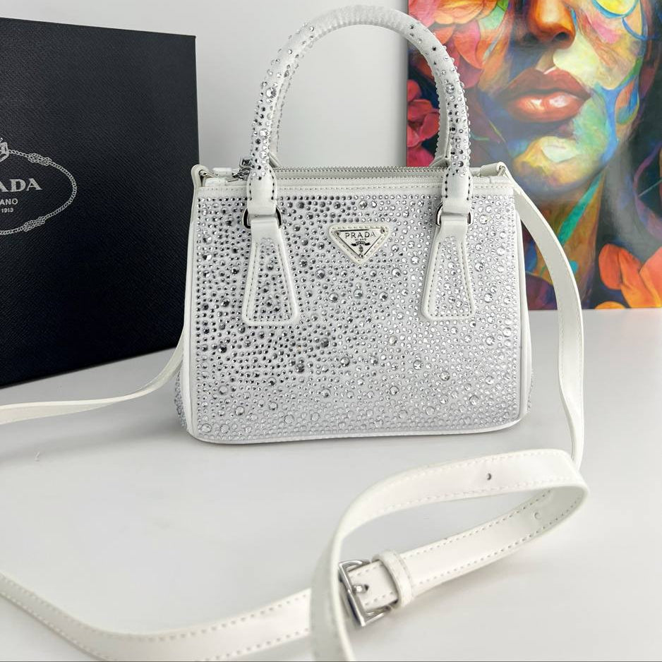 Prada Crystal Embellished Suede Handbag