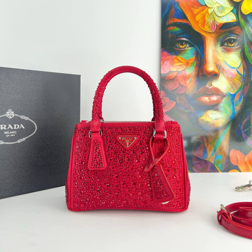 Prada Crystal Embellished Suede Handbag