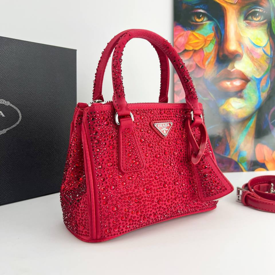 Prada Crystal Embellished Suede Handbag