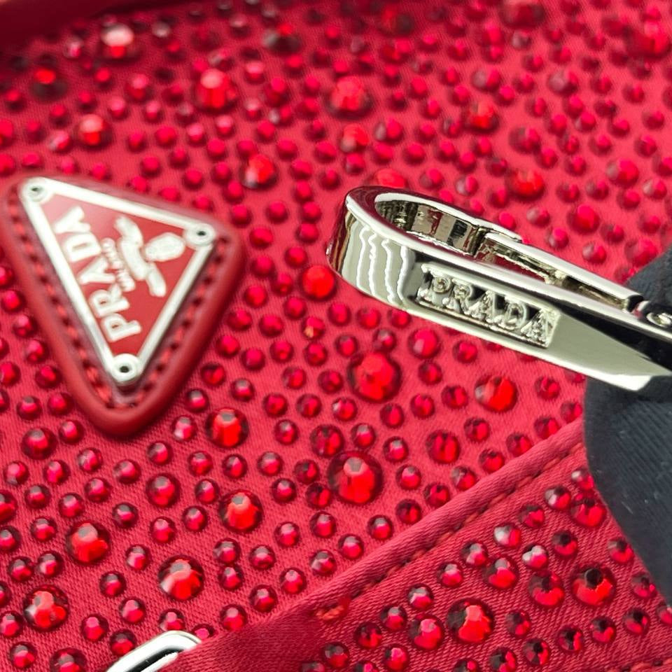 Prada Crystal Embellished Suede Handbag