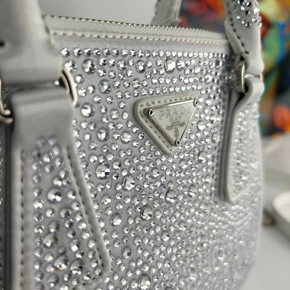 Prada Crystal Embellished Suede Handbag