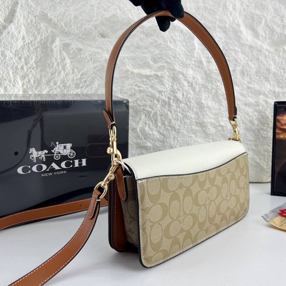 Coach Signature Monogram Shoulder Bag with Studded Detail